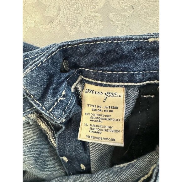 MISS ME Boot Cut Jeans Thick Stitch Western Bling Size 30x34 Zebra Print Stars - Picture 7 of 11